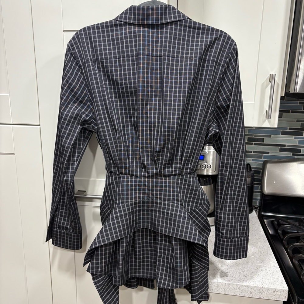 Alexander Wang UNIQUE LAYERED TIE-FRONT CHECKED POPLIN SHIRT - Picture 5 of 7